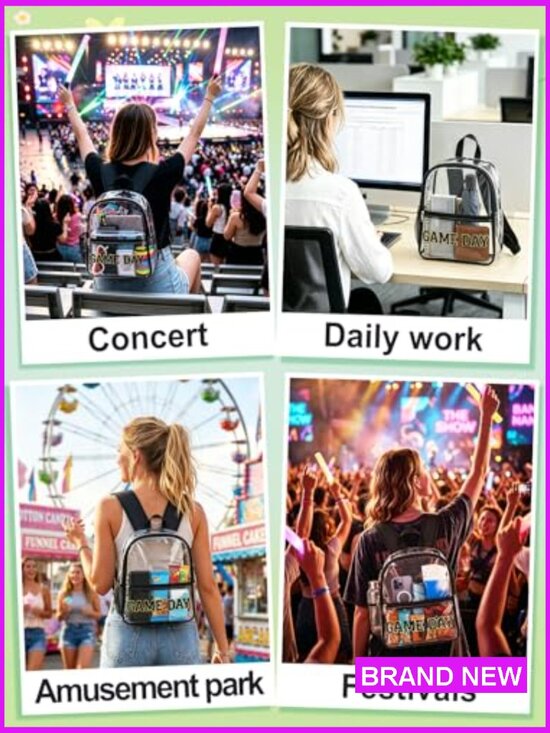 Clear Backpack Stadium Approved Small Travel Concert Bag Water Bottle Holder main image 5